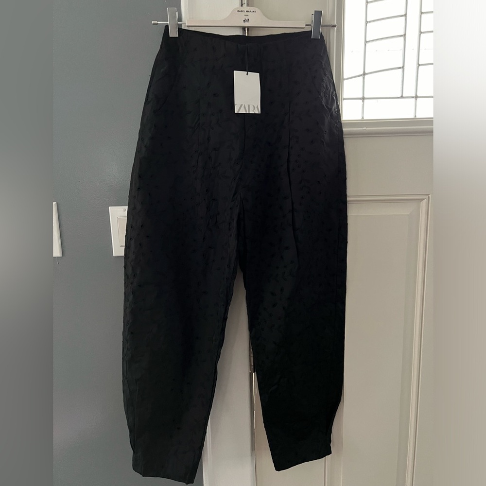 NWT: Zara Eyelet Embroidered High Waisted Pants - Picture 9 of 11